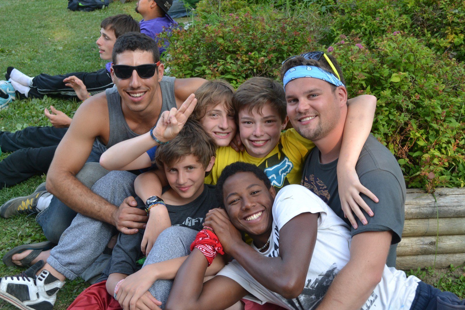 group of boy campers posing